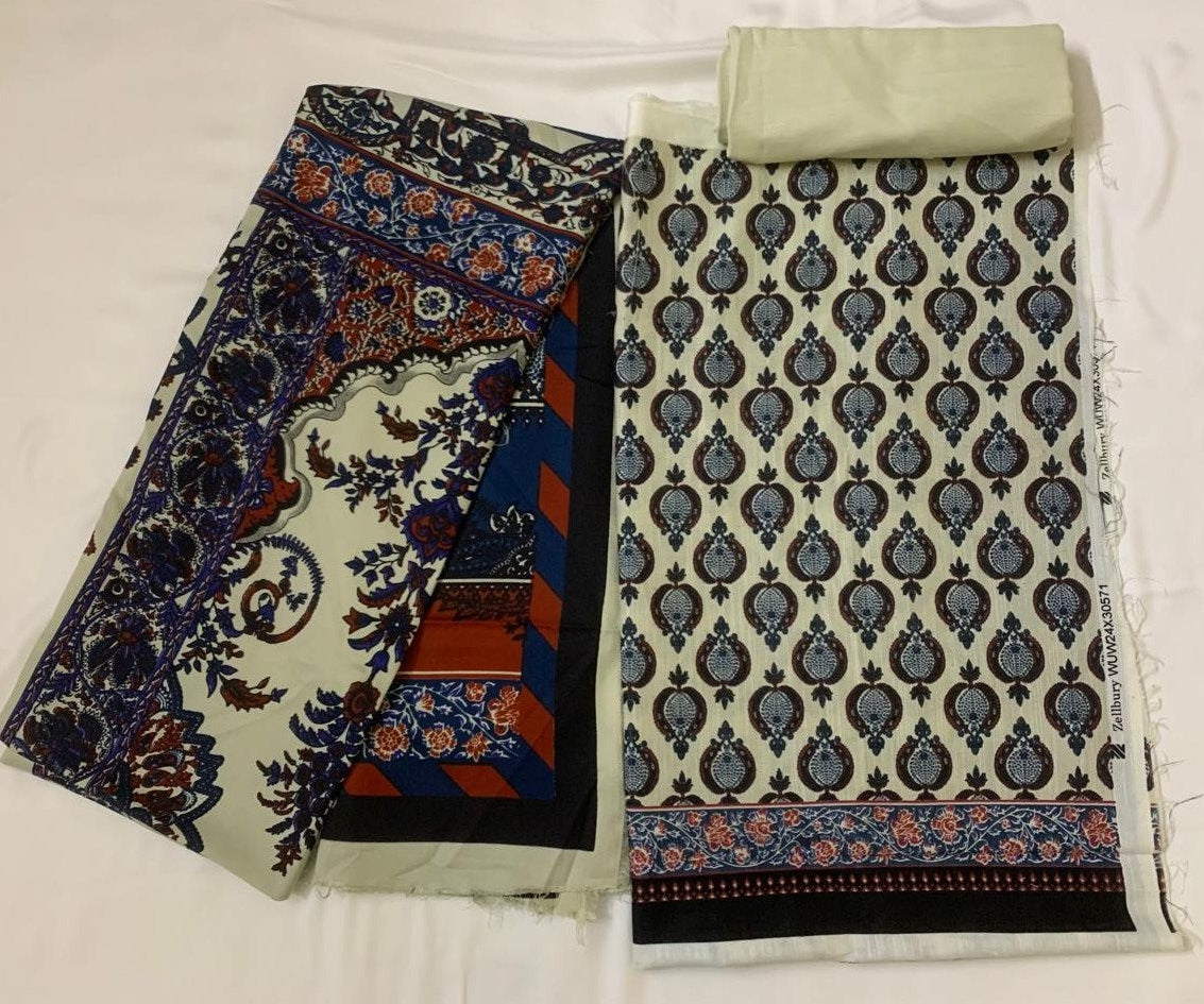 Zellbury 3-Piece (Winter) Fine Quality Khaddar with Beautiful Pashmina shawl