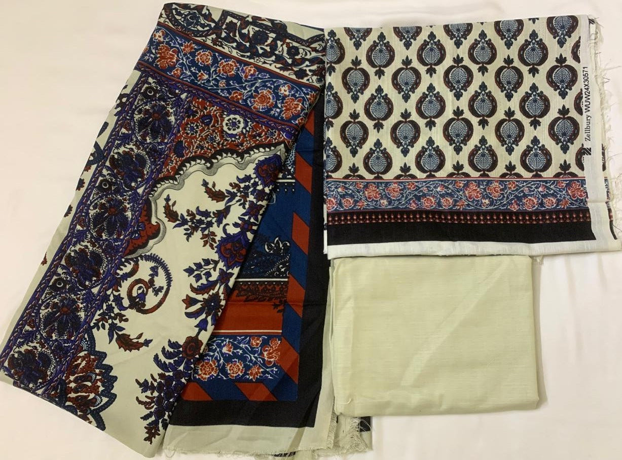 Zellbury 3-Piece (Winter) Fine Quality Khaddar with Beautiful Pashmina shawl