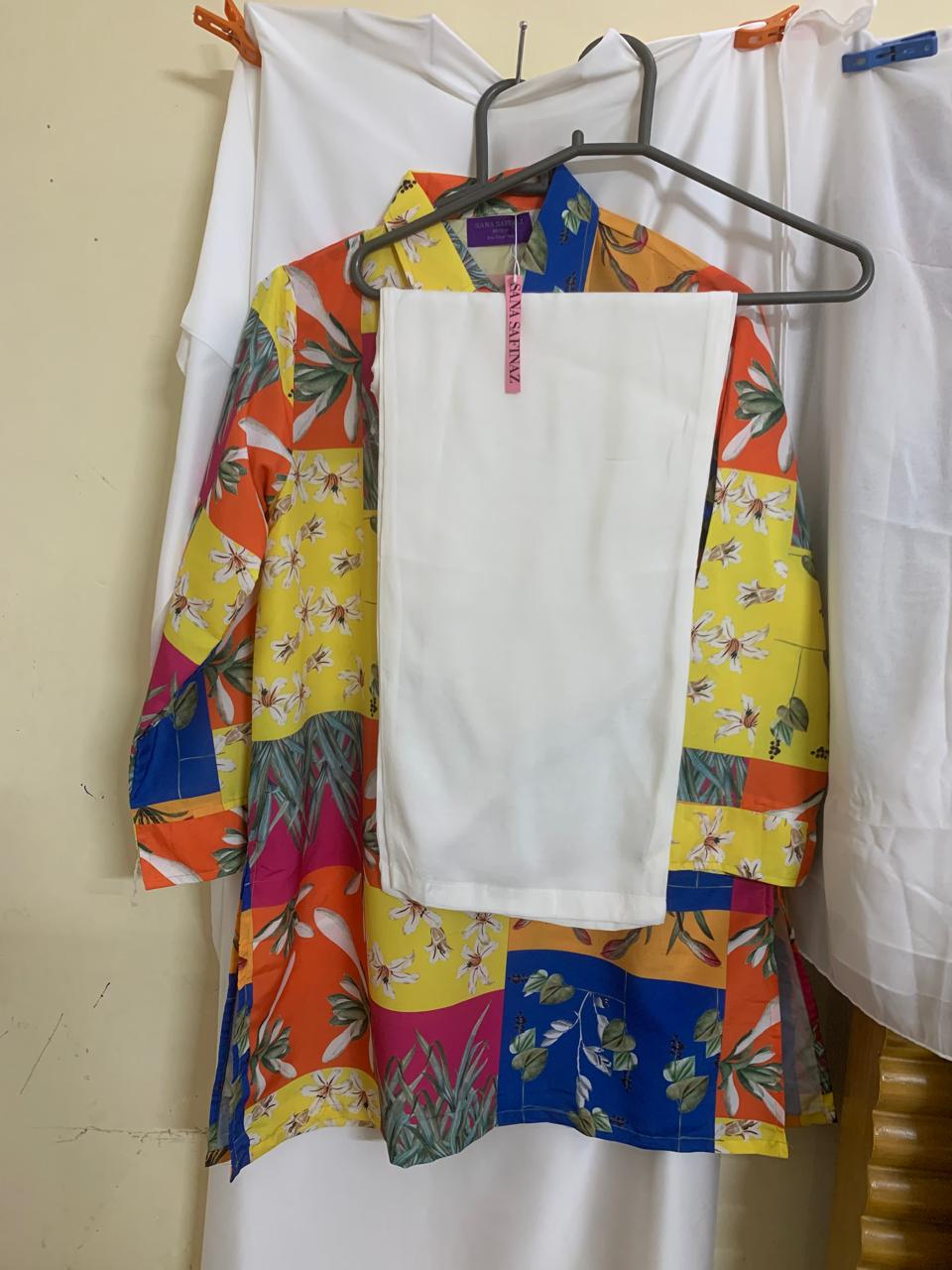 Sana Safinaz Stitched (Two Piece) Cotton silk Fabric with neat and high quality stitching Shirt and Trouser