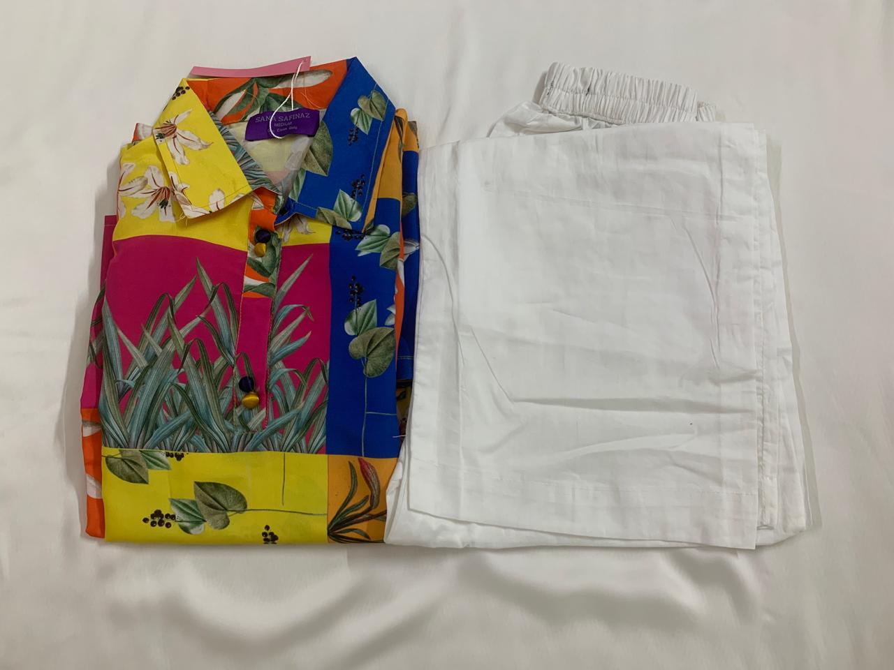 Sana Safinaz Stitched (Two Piece) Cotton silk Fabric with neat and high quality stitching Shirt and Trouser