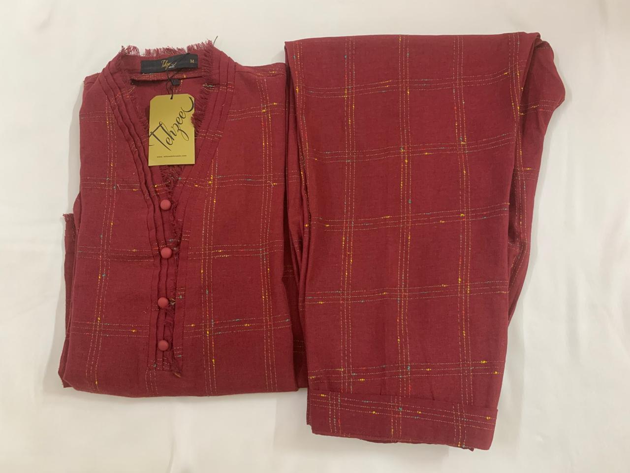 Tehzeeb Stitched (Two Piece) Winter Fabric with neat and good quality stylish stitching Shirt and trouser