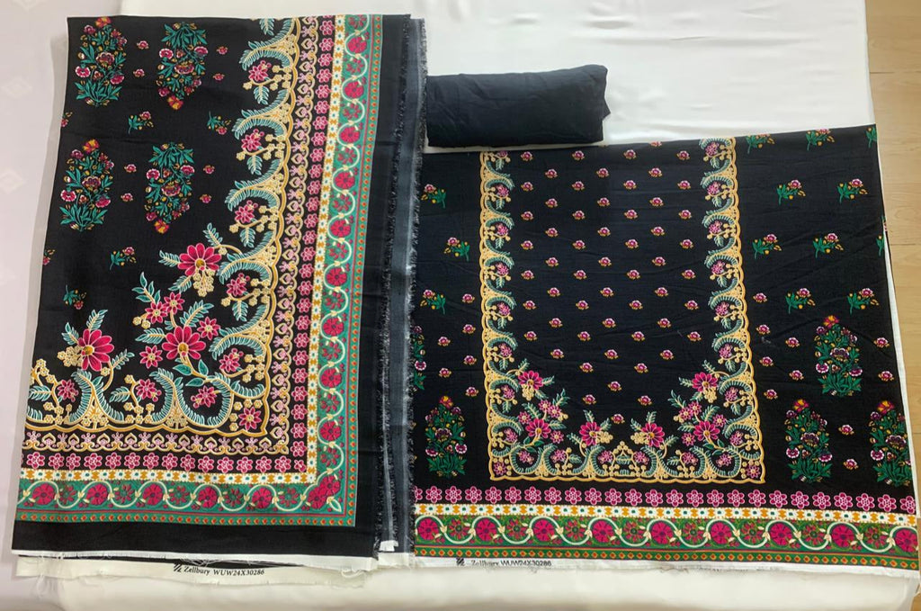 Zellbury 3-Piece (Winter) Fine Quality Khaddar with beautiful pashmina shawl