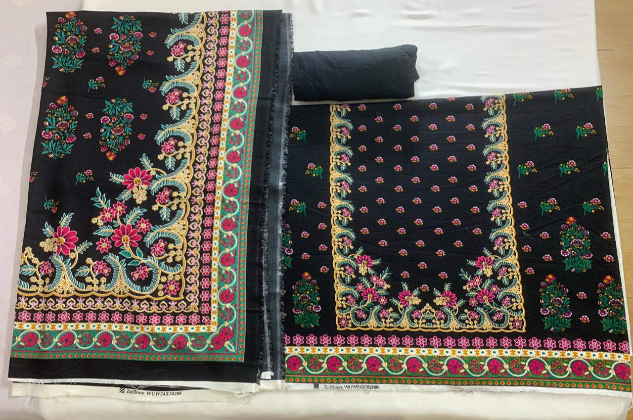 Zellbury 3-Piece (Winter) Fine Quality Khaddar with beautiful pashmina shawl
