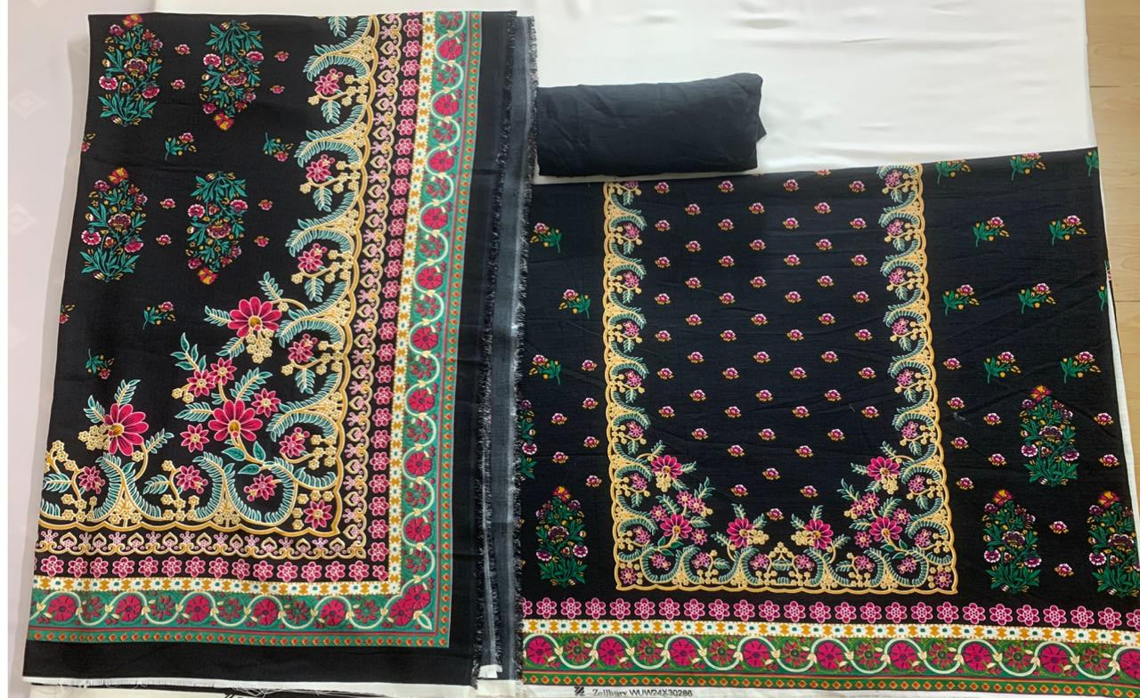 Zellbury 3-Piece (Winter) Fine Quality Khaddar with beautiful pashmina shawl