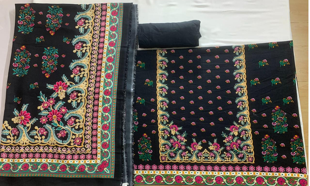 Zellbury 3-Piece (Winter) Fine Quality Khaddar with beautiful pashmina shawl