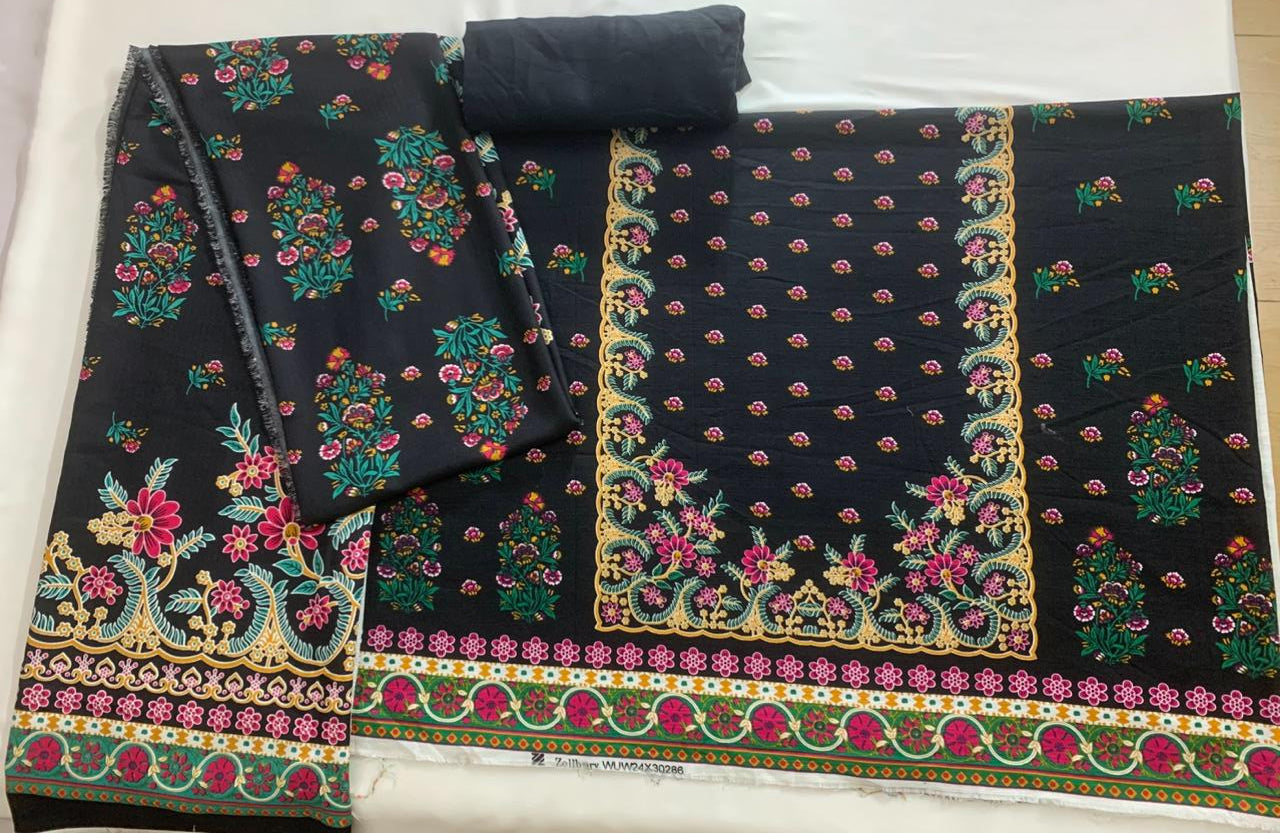 Zellbury 3-Piece (Winter) Fine Quality Khaddar with beautiful pashmina shawl