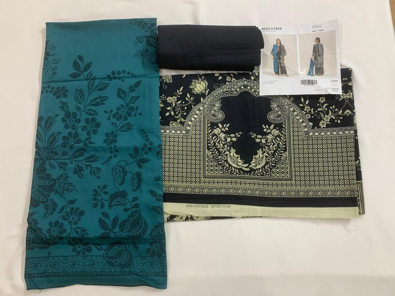 BeechTree 3-Piece (Winter) Fine Quality Khaddar with Jacquard Shawl