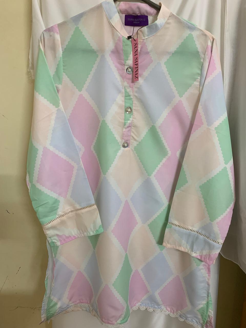 Sana Safinaz Stitched (Two Piece) Cotton Silk Fabric with Neat and High Quality Stylish Stitching Shirt and Trouser