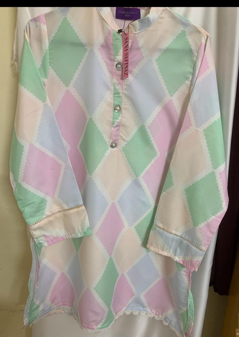 Sana Safinaz Stitched (Two Piece) Cotton Silk Fabric with Neat and High Quality Stylish Stitching Shirt and Trouser