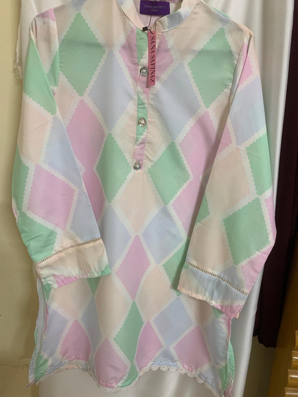 Sana Safinaz Stitched (Two Piece) Cotton Silk Fabric with Neat and High Quality Stylish Stitching Shirt and Trouser