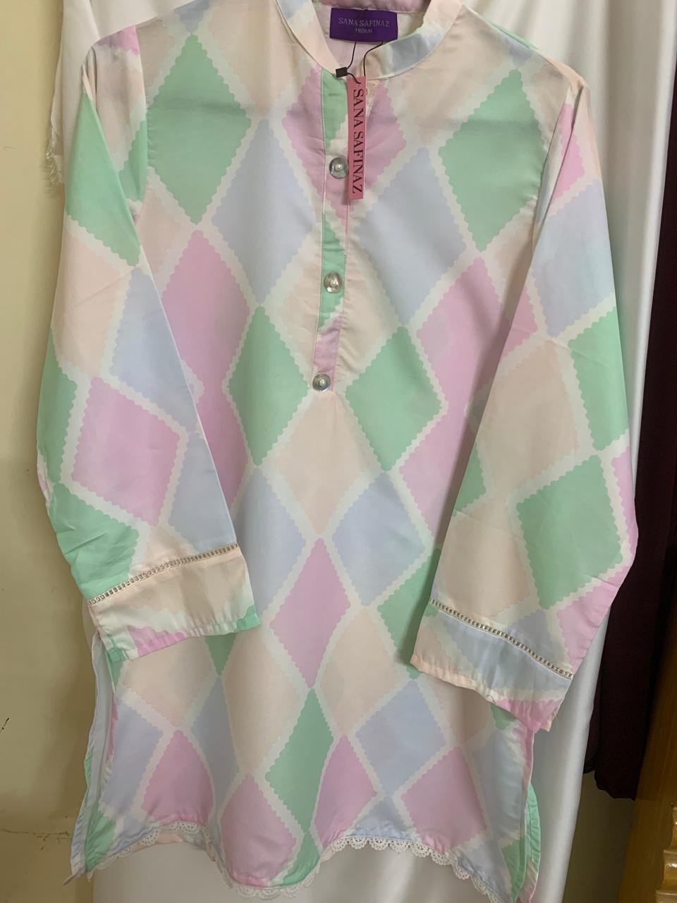 Sana Safinaz Stitched (Two Piece) Cotton Silk Fabric with Neat and High Quality Stylish Stitching Shirt and Trouser