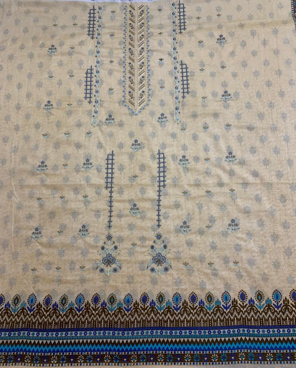 2-Piece (Summer) Fine Quality Embroidered Lawn Shirt and Trouser Brand Stamp missing