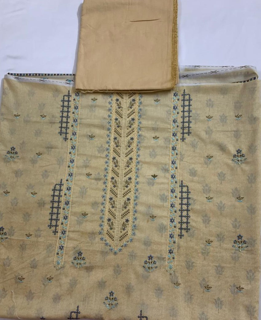 2-Piece (Summer) Fine Quality Embroidered Lawn Shirt and Trouser Brand Stamp missing