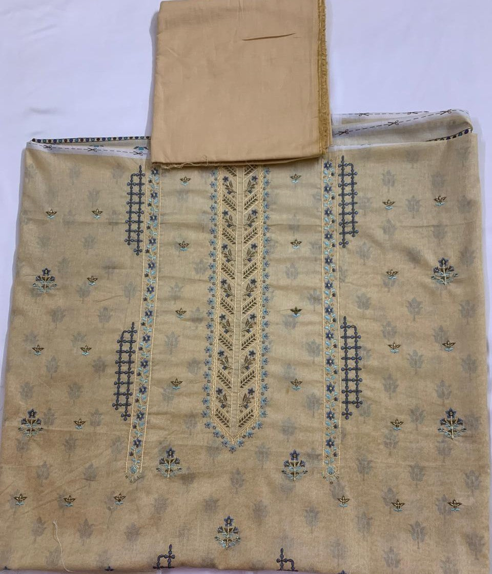 2-Piece (Summer) Fine Quality Embroidered Lawn Shirt and Trouser Brand Stamp missing