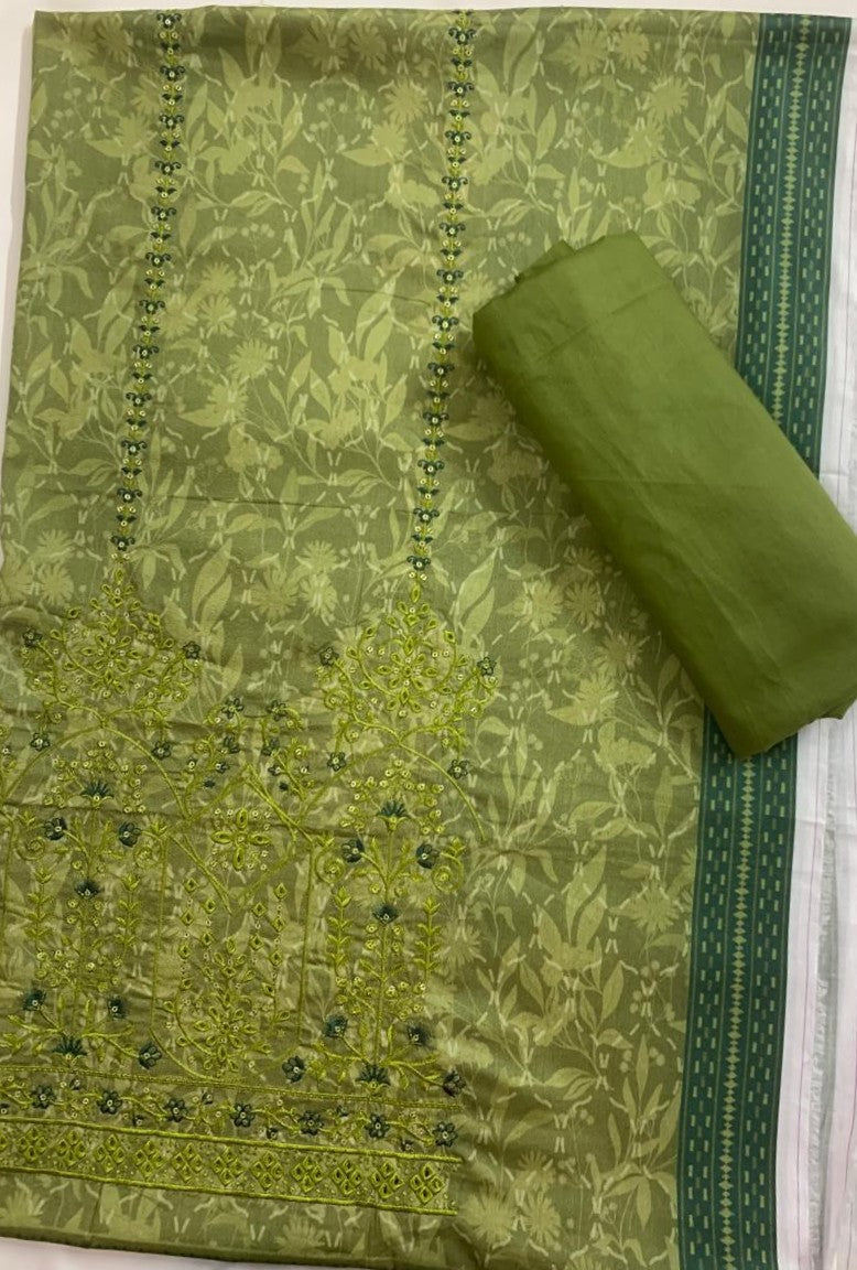 2-Piece (Summer) Fine Quality Embroidered Lawn Brand Stamp missing Shirt and Trouser