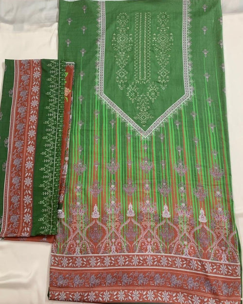 2-Piece (Summer) Fine Quality  Embroidered Lawn Shirt and Duppata Brand Stamp Missing