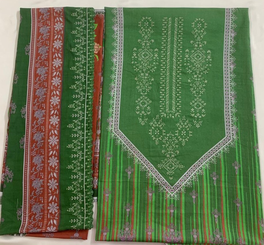 2-Piece (Summer) Fine Quality  Embroidered Lawn Shirt and Duppata Brand Stamp Missing