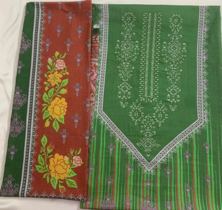2-Piece (Summer) Fine Quality  Embroidered Lawn Shirt and Duppata Brand Stamp Missing
